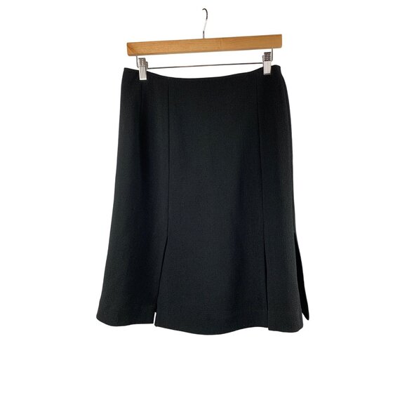 Rickie Freeman Teri Jon Black Wool Skirt Womens Size 6 - Picture 1 of 5